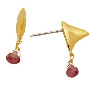 Alexas Bittar Asterales Thorn 14K Goldplated & Pink Tourmaline Drop Earrings NWT